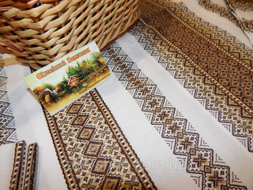 Кавова скатертина з серветками вишита на льону Київ - фото 2