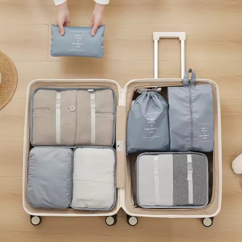 Набор органайзеров из 7 шт, для сортировки одежды в дорожных сумках, серый Каменец-Подольский - изображение 3