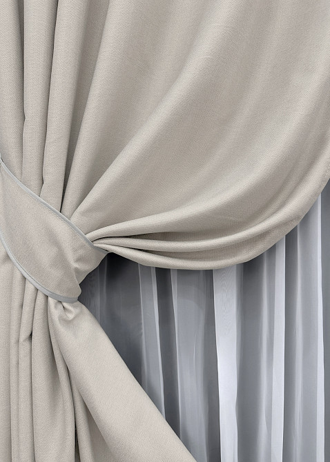 Комплект готовых штор VR-Textil Шенилл однотонный № 1698ш Дымчато-белый 200х270 см 2 шт (32-289) Киев - изображение 5