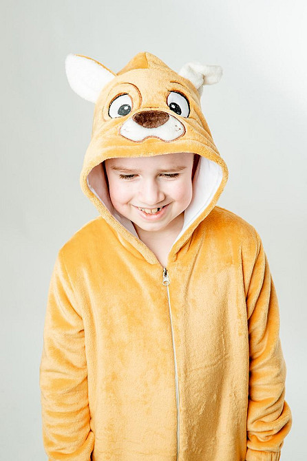 Дитяча піжама-кигурумі дитячий і підлітковий Собачка, карамельний, топ Київ - фото 4