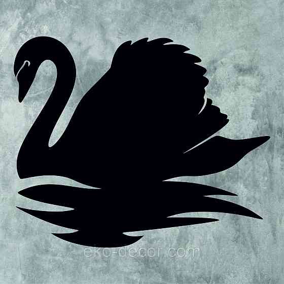 Декоративне настінне Панно «Лебідь», Декор на стіну 70*57 см, Чорний Київ