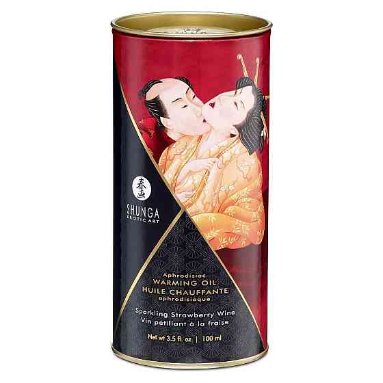 Разогревающее масло Shunga Aphrodisiac Warming Oil - Sparkling Strawberry Wine (100 мл) без сахара Sex Aura Киев