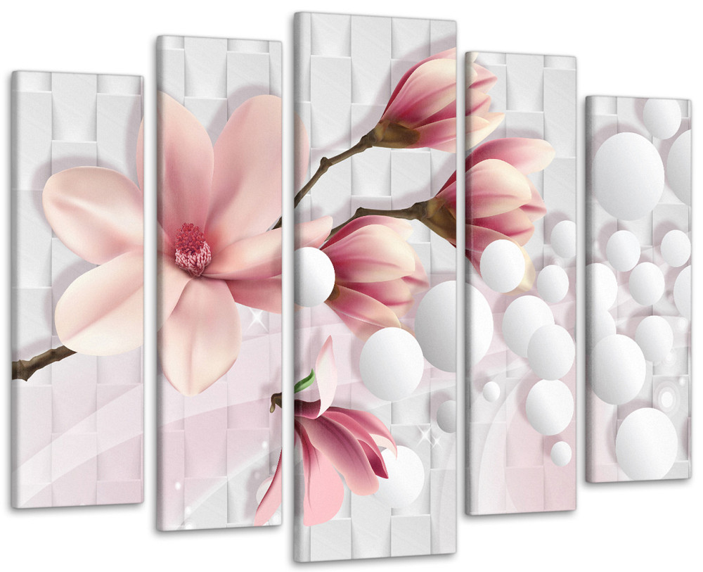 Модульная картина в гостиную / спальню Цветы Магнолия Art-383_5 ( 80х118см ) 99x140 см Киев - изображение 1