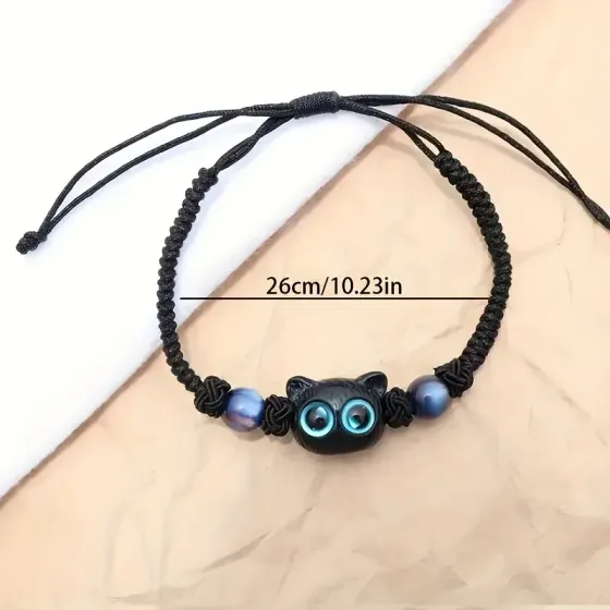 Парные браслеты «Котики» – плетёные, регулируемые, набор 2 шт Киев