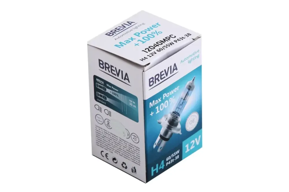 Лампа галогована 12 у H4/P43t Brevia 60/55 +100% Max Power Вінниця - фото 4