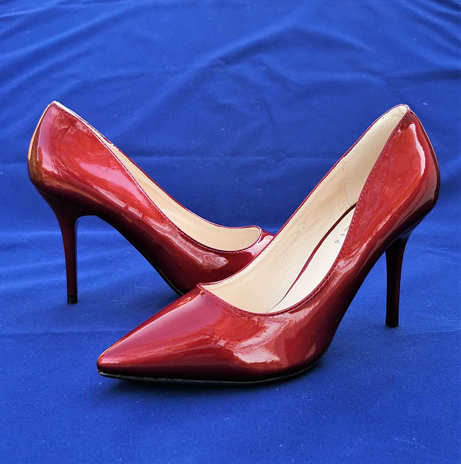 Жіночі Бордові Туфлі на Каблуку Шпильке Лакові Класичні Човники (розміри: 36,38,40) — 3-5 Дніпро - фото 5