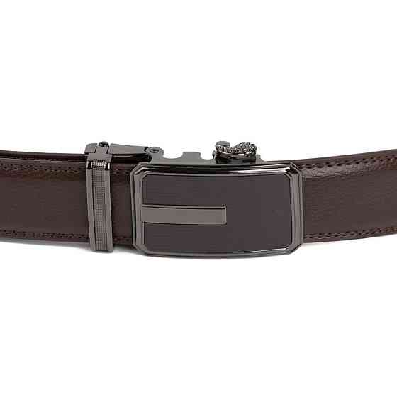 Ремень мужской тонкий c пряжкой автомат и коричневой заливкой Vintage 20308 Коричневый Киев