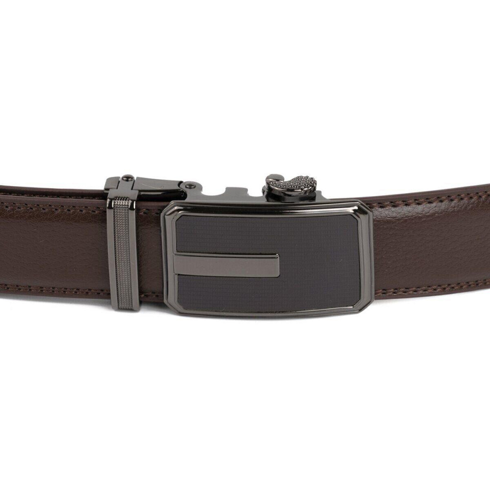 Ремень мужской тонкий c пряжкой автомат и коричневой заливкой Vintage 20308 Коричневый Киев - изображение 6