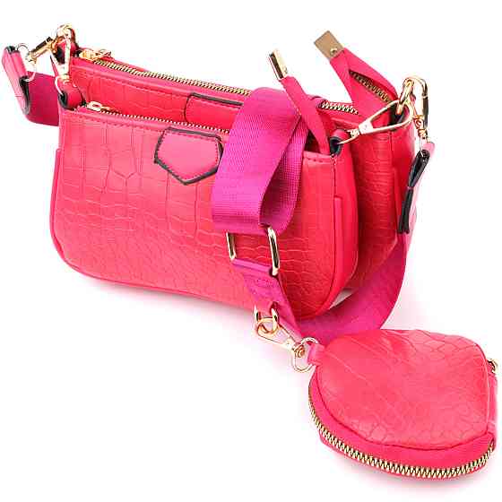 Женский удобный двойной клатч из экокожи Розовый (Vintage) Киев