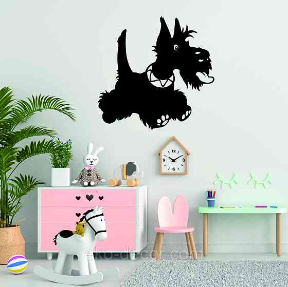 Декоративне настінне Панно «Шотланський тер'єр», Декор на стіну 90*90 см, Чорний Київ