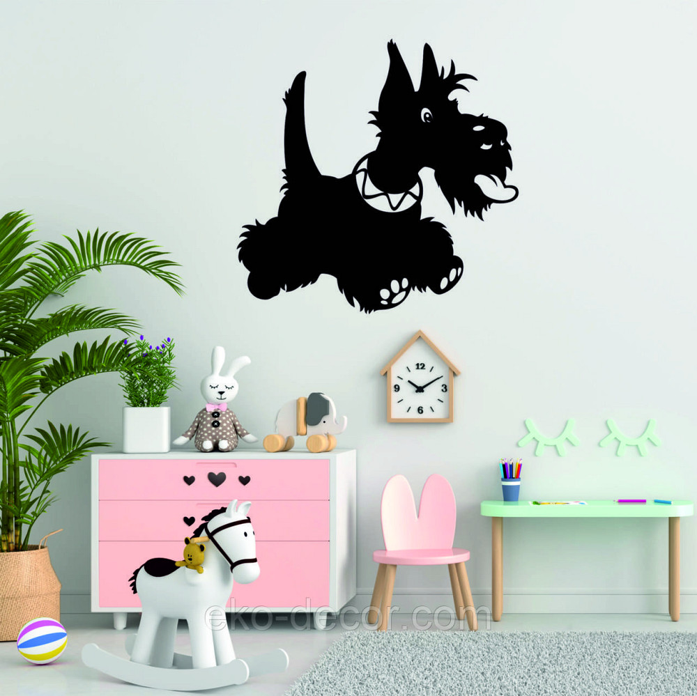 Декоративне настінне Панно «Шотланський тер'єр», Декор на стіну 90*90 см, Чорний Київ - фото 5