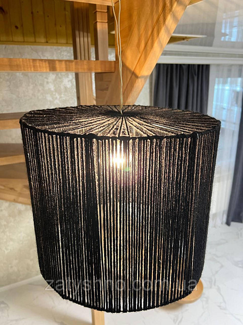 Абажур плетений круглий чорний Київ - фото 9