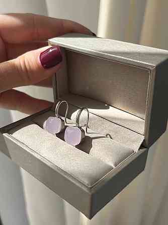 Помеллато серьги розовый камень посеребрение / винтажные сережки Одесса