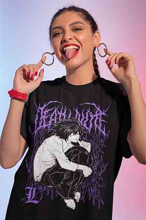 Футболка для мальчика аниме Тетрадь смерти оверсайз (рост от 165 до 180 ) Черний AnimeJ0037m Днепр