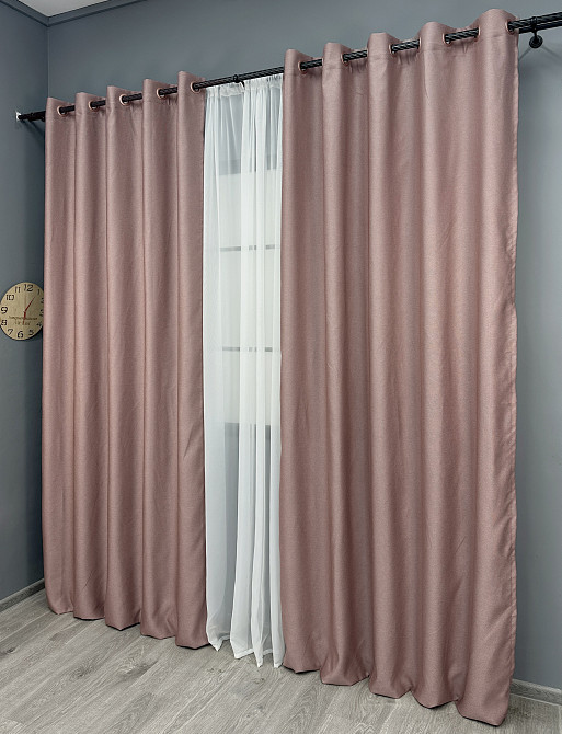 Комплект штор на люверсах VR-Textil Рогожка TERRA LUXE № 1863ш Пудровый 150х270 см 2 шт (37-0278) Киев - изображение 4