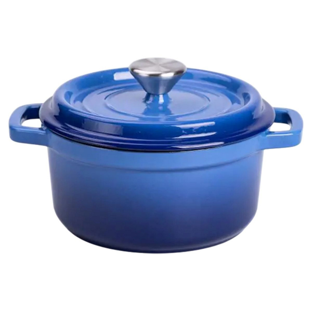 Каструля чавунна емальована 2 л з кришкою Ø20 см Синя HP-1-2BL Коломия - фото 1