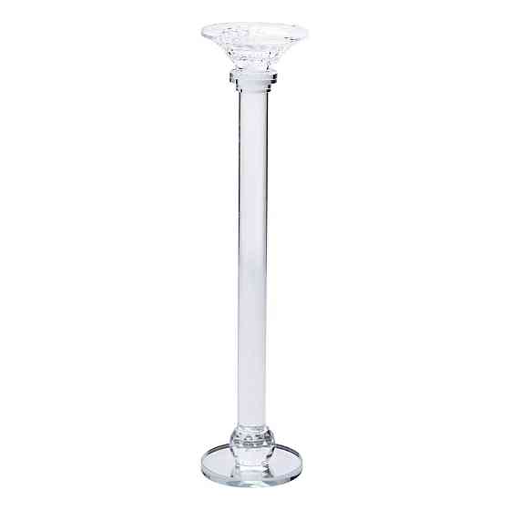 Підсвічник скляний на тонкій ніжці 9×39 см прозорий декоративний підсвічник на стіл HP-4-9L Київ