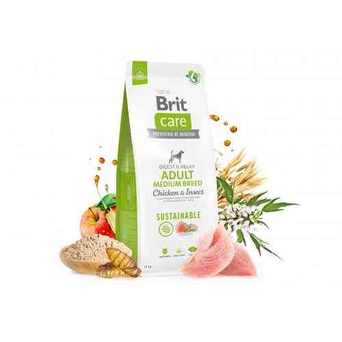 Корм сухий Brit Care Dog Sustainable Adult Medium Breed для дорослих собак середніх порід з куркою та комахами 12 кг Київ