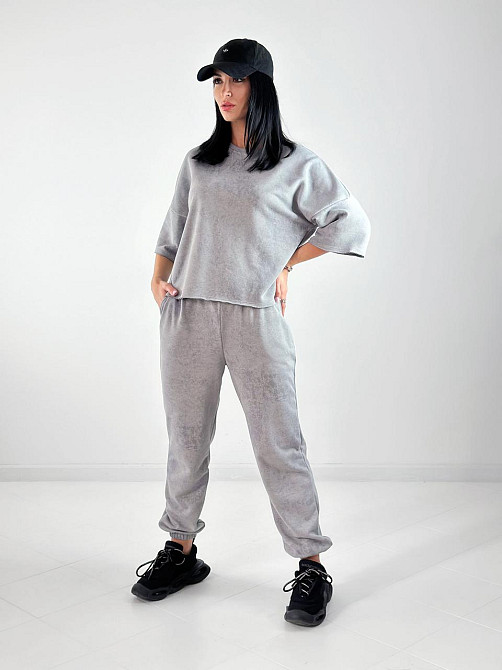 Жіночий костюм з турецької двунитки петля з ефектом tie dye "George"| Батал| Розпродаж моделі Сірий, 50-52 Київ - фото 2