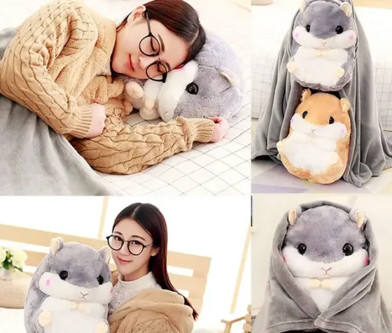 Серый Плед-хомяк 3 в 1, Плед, Игрушка, Подушка Коломыя