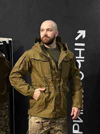 Тактична куртка койот ріп-стоп з кишенями вентиляцією капюшоном блискавкою для військових Львів