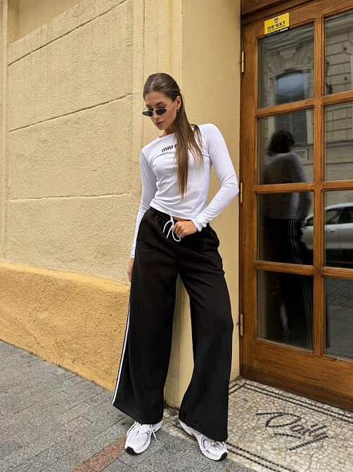 Женские стильные теплые штаны оверсайз с лампами флис,, polar’’ Черный, 46/48 Одесса - изображение 3