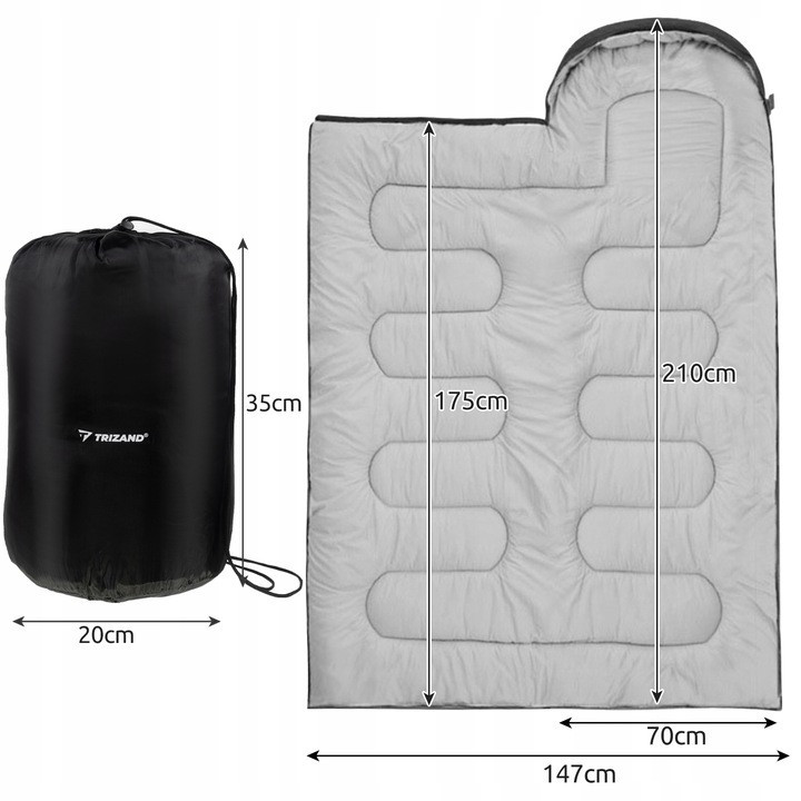 Туристичний Спальний мішок - ковдра 2в1 з чохлом Trizand (21084) Black Нововолинськ - фото 10