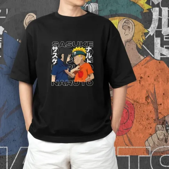 Футболка мужская с принтом Наруто Саске і Наруто Размер 48 Anime0315 Днепр