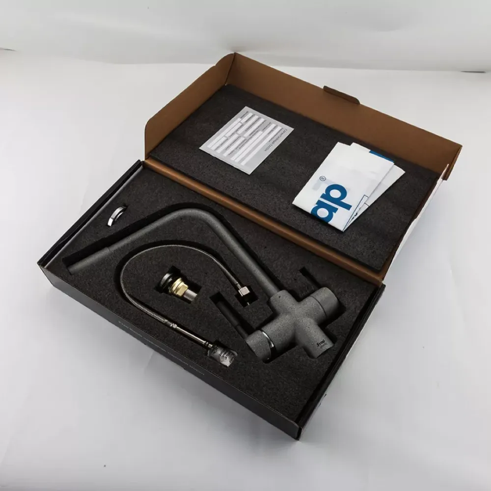 Смеситель для кухни под фильтр Frap F4352-22 на две воды, серый Киев - изображение 8