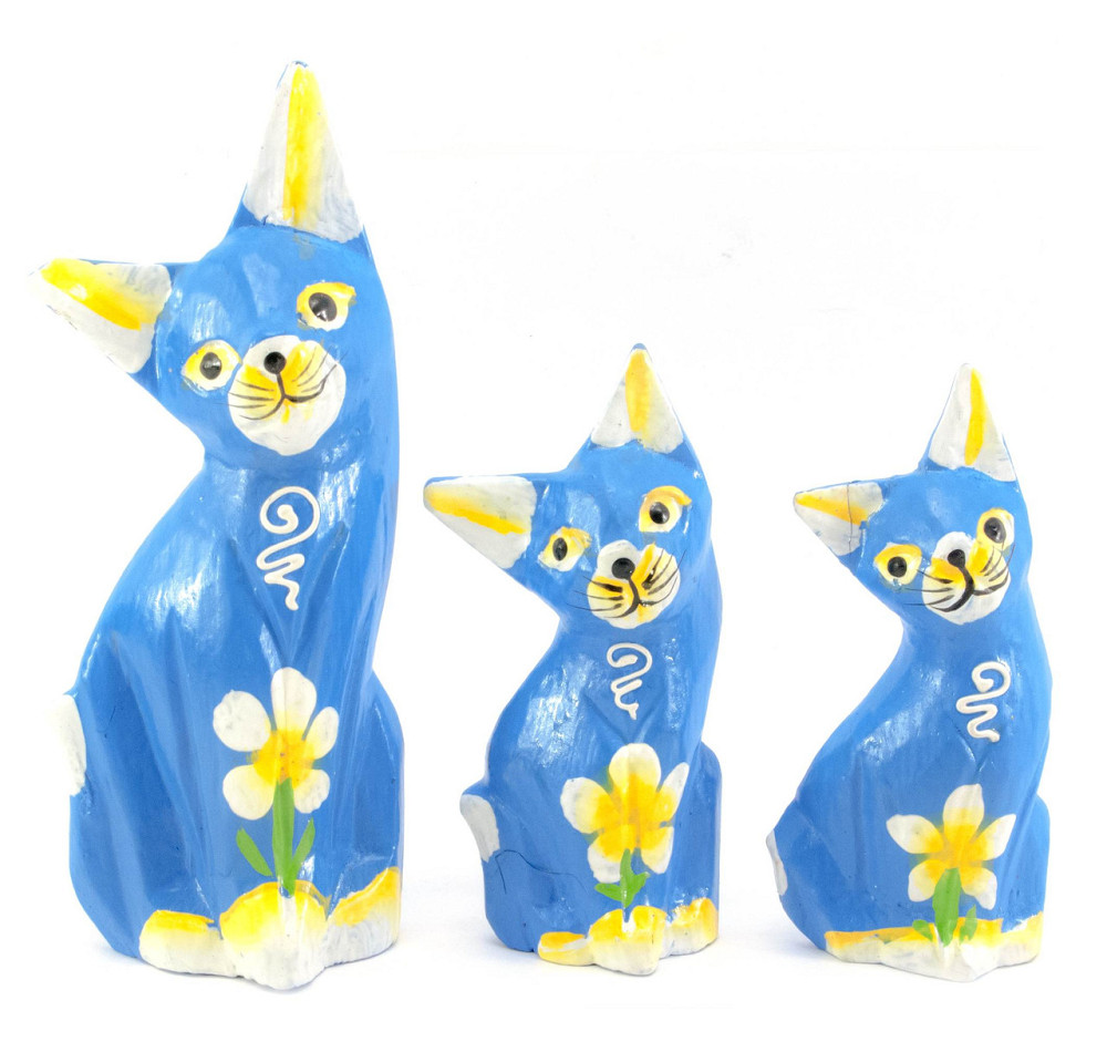 Статуетки з дерева Кішки набір 3 шт Київ - фото 1