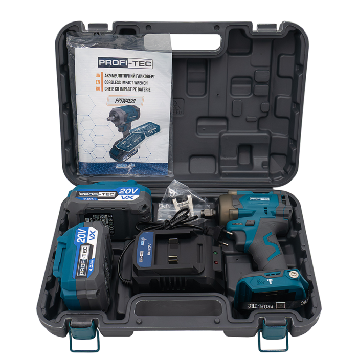 Мощный аккумуляторный гайковерт PROFI-TEC PPTW4520 POWERLine : с АКБ 2шт-20V 4 Ah (007131) Киев - изображение 10