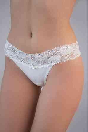 Жіночі трусики Танга з бавовни з мереживним поясом колір Шампань Marsana 01-051 L Київ