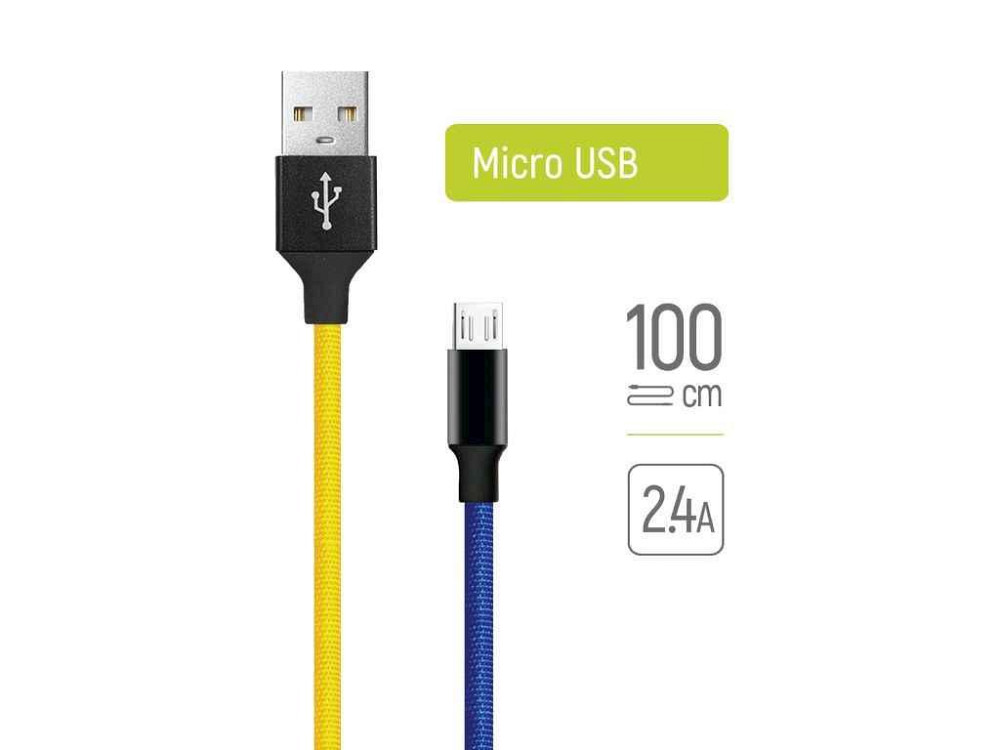 Кабель USB - microUSB (national) 2.4А 1м сине-желтый ТМ СolorWay Киев - изображение 1