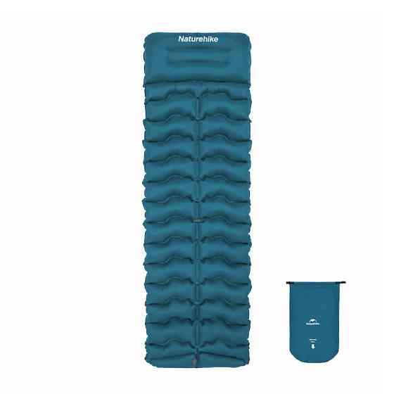 Матрац туристичний надувний одномісний Naturehike CNK2550WS019, 200x60x9.5 см, синій, прямокутний із мішком для надування Київ