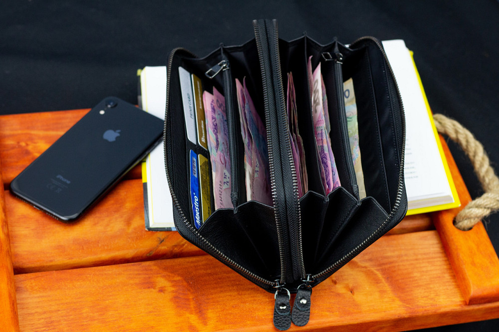 Чёрный кожаный клатч на две молнии Marco Coverna Киев - изображение 9