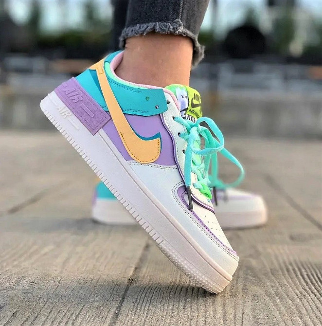 Кросівки Nike Force Білі Жіночі Шкіряні Форси Shadow Різнобарвні Найк (розміри: 36,37,38,39,40) Відео Огляд — 2 Дніпро - фото 3