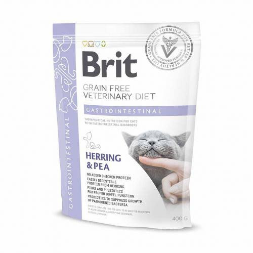 Сухий корм Brit GF VetDiet Cat Gastrointestinal для кішок, у разі порушень травлення, із сельдлю, лососем, яйцем і горохом, 400 г Київ - фото 1