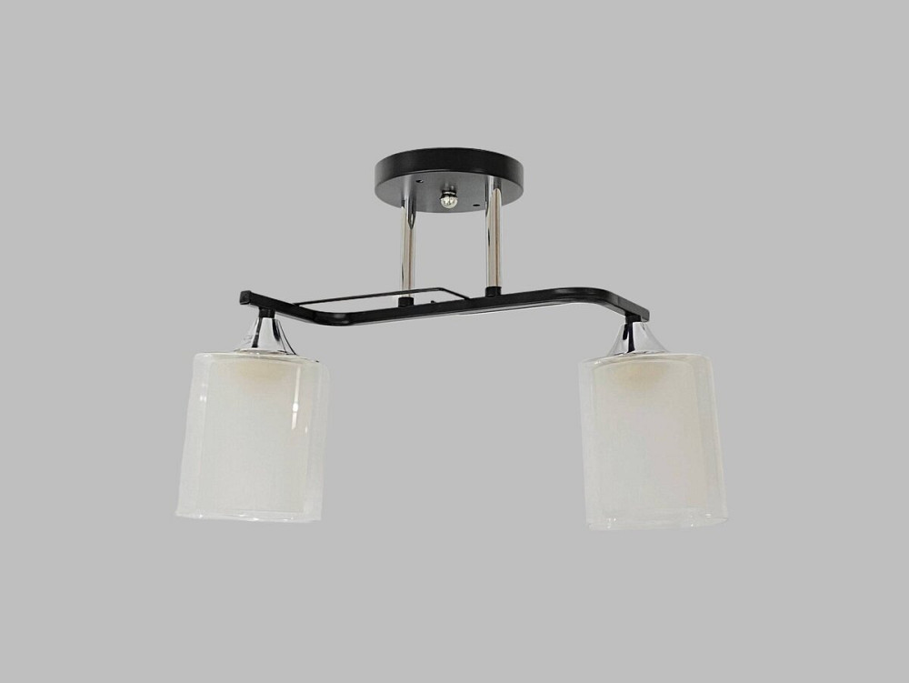 VALESO Люстра стельова класична на 2 плафони метал та скло VALESO 2433B/2 Чорний+Хром Коломыя - изображение 1