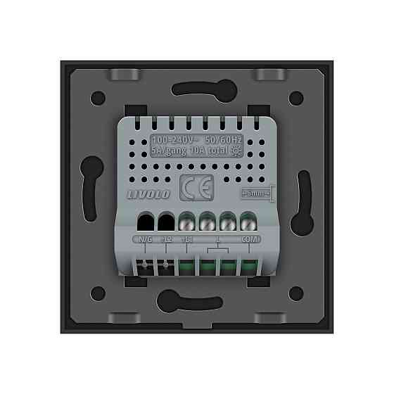 LIVOLO Розумний сенсорний прохідний/перехресний EC вимикач 1 сенсор Livolo чорний скло (VL-M7FC Коломия