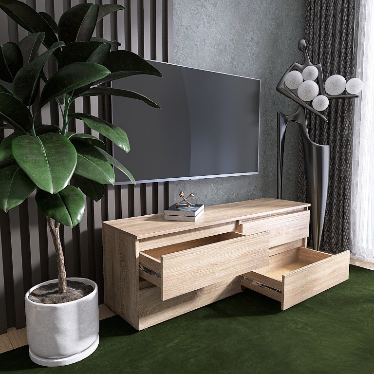 Тумба под телевизор Эверест ЛТВ-1400 Лайт 140х38х49 см Дуб сонома (DTM-4671) Львов - изображение 6