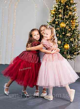 Святкова пишна бордова сукня для дівчинки з глітером Кривий Ріг