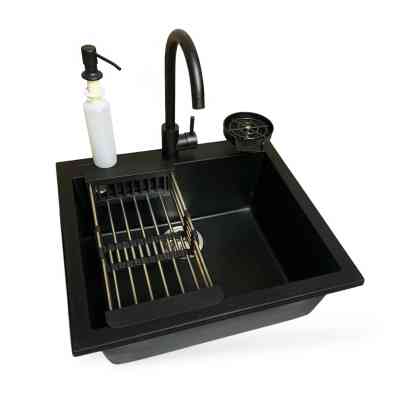 Мойка кухонная Adamant Univer антрацит + змішувач + дозатор + ополіскувач склянок + коланд (4824296106615) Винница