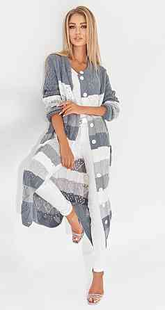 Ажурний кардиган із кишенями в смужку (48-52) Київ