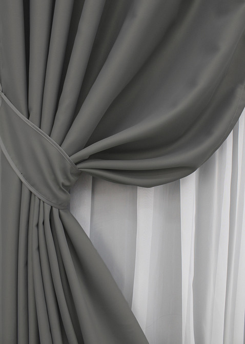 Комплект готових штор VR-Textil Блекаут Midnight № 1671ш Сірий 100х270 см 2 шт (31-0096) Київ - фото 5