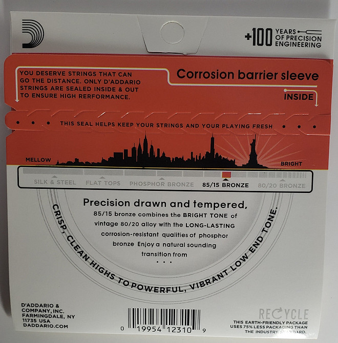 Струны для акустической гитары D'Addario EZ930 Bronze 85/15 Одеса - фото 2