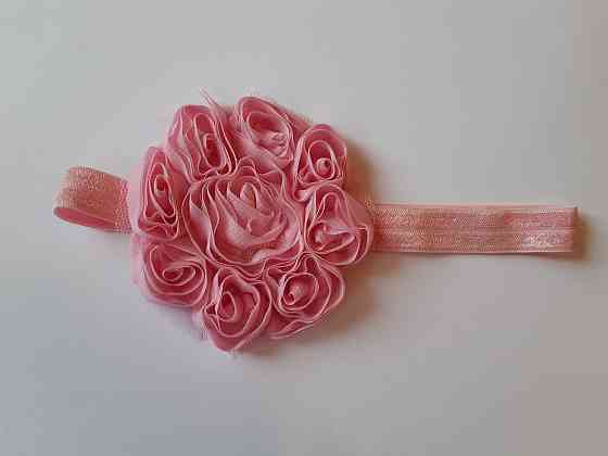 Детская повязка розовая - окружность 42-55см, цветок 8см Київ
