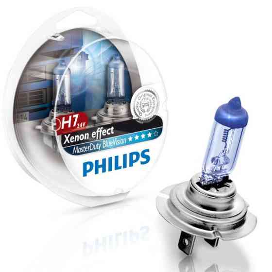 Комплект галогенових ламп PHILIPS H7 13972MDBVS2 MasterDuty BlueVision 70W 24V PX26d (2 шт) Харків