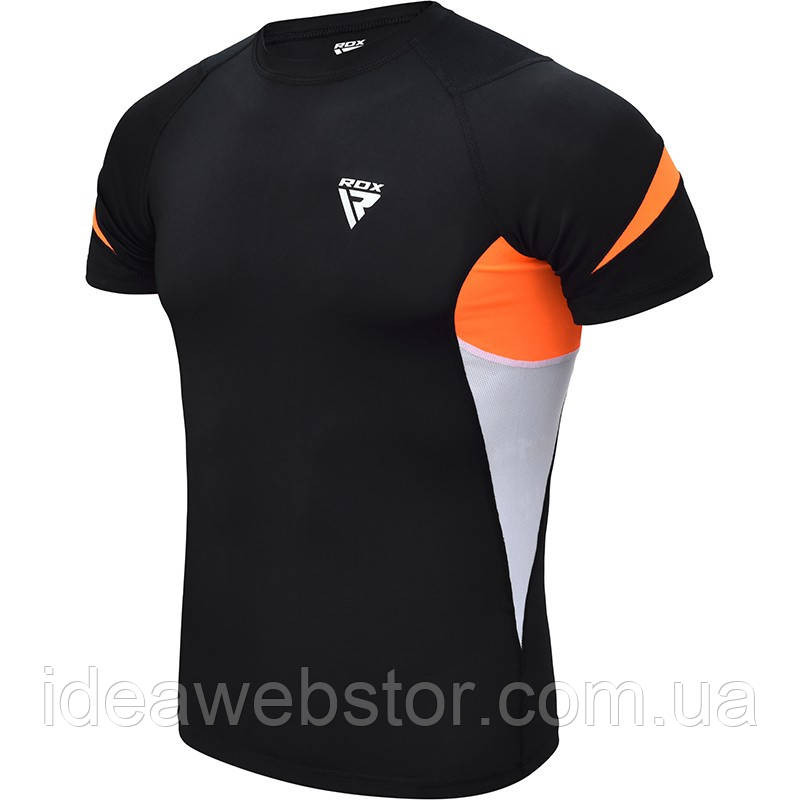 Рашгард RDX Lycra Orange XL з коротким рукавом компресійна футболка для ММА БЖ греплінгу фітнесу та тренувань XL Київ - фото 12