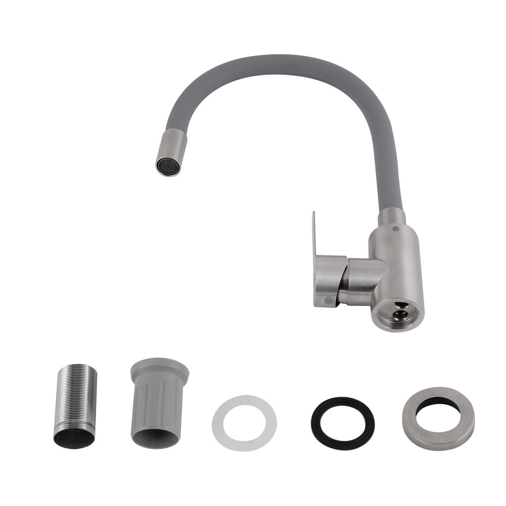Смеситель для кухни Brinex Pure 015F3 с гибким изливом   Nickel/Grey BRIPUR015F3NKG Киев - изображение 8