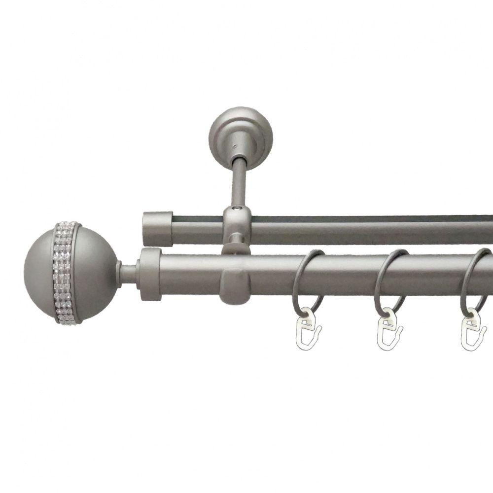 Карниз Orvit Авея металевий дворядний опозитний гладка \ профільна труба кільце металеве Сатин 25\19 мм 240 см (6452700) Львів - фото 1